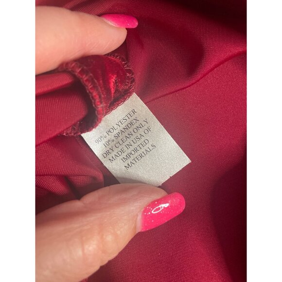 Caroline Rose Red Velvet Cold Shoulder Top MP Loose Fit Made USA Elegant Design - Picture 11 of 12